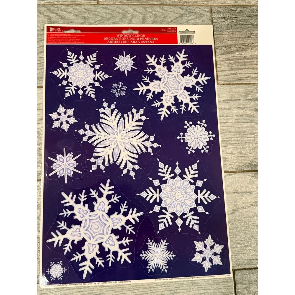 Christmas Window Clings‎ Snowflakes 2 Sheets Snow Winter USA Y2K 76552 Retro NWT